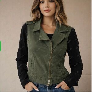 Forever 21 green and black denim-y jacket
